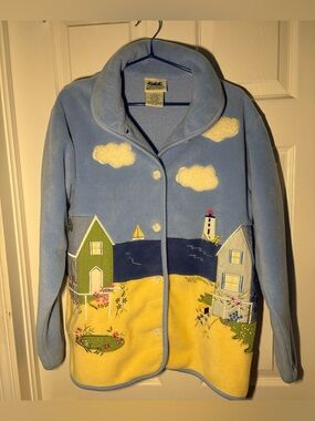 Vintage Northern Reflections Nautical Appliqué Women’s Fleece Sweater Size Small